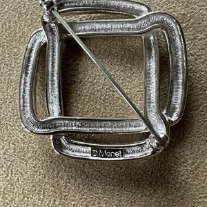 Monet Silver Geometric Brooch